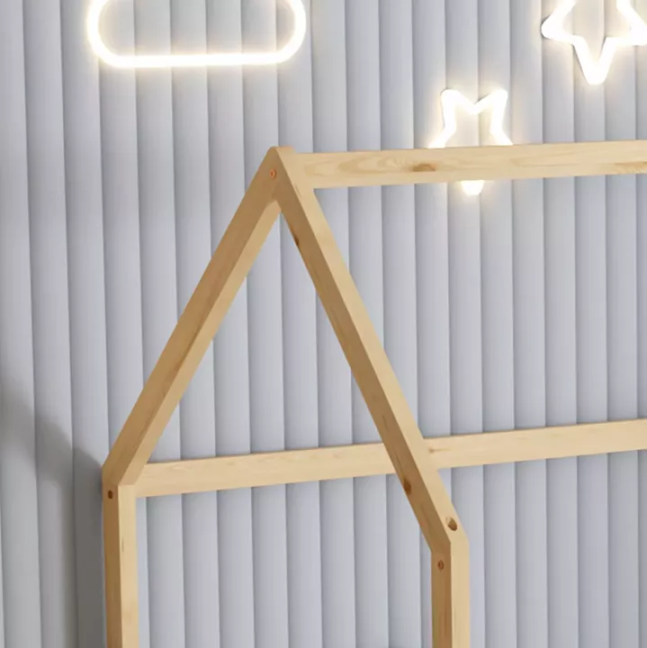 BED WITH MATTRESS PHYLLIS HM21304 PINE WOOD IN NATURAL WOOD COLOR--MATTRESS 90x190cm