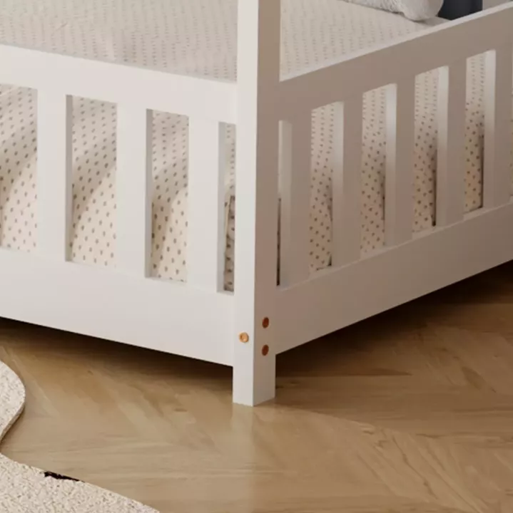 BED WITH MATTRESS PHYLLIS HM21304.01 PINE WOOD IN WHITE COLOR--MATTRESS 90x190cm