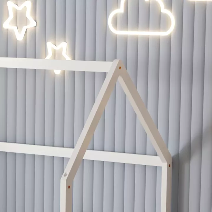 BED WITH MATTRESS PHYLLIS HM21304.01 PINE WOOD IN WHITE COLOR--MATTRESS 90x190cm