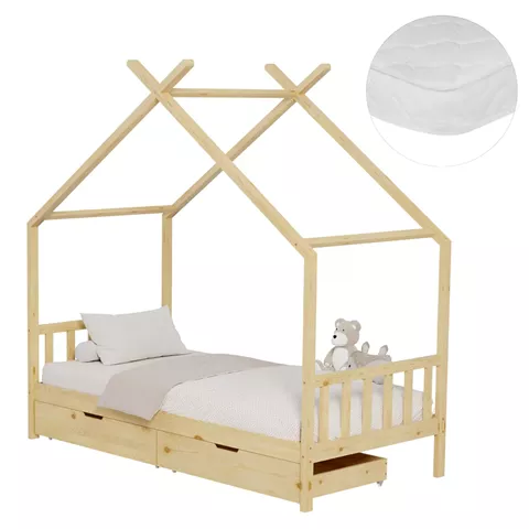 ΚΡΕΒΑΤΙ ΠΑΙΔΙΚΟ ΜΕ ΣΤΡΩΜΑ KLARICE HM21305 ΞΥΛΟ ΠΕΥΚΟΥ ΣΕ ΦΥΣΙΚΟ--ΣΤΡΩΜΑ 90x190εκ