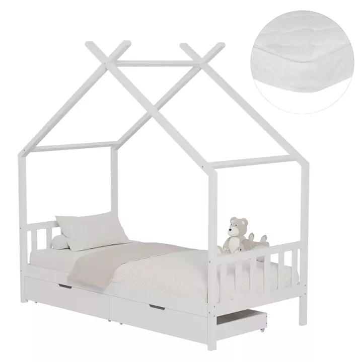 ΚΡΕΒΑΤΙ ΠΑΙΔΙΚΟ ΜΕ ΣΤΡΩΜΑ KLARICE HM21305.01 ΞΥΛΟ ΠΕΥΚΟΥ ΣΕ ΛΕΥΚΟ--ΣΤΡΩΜΑ 90x190εκ