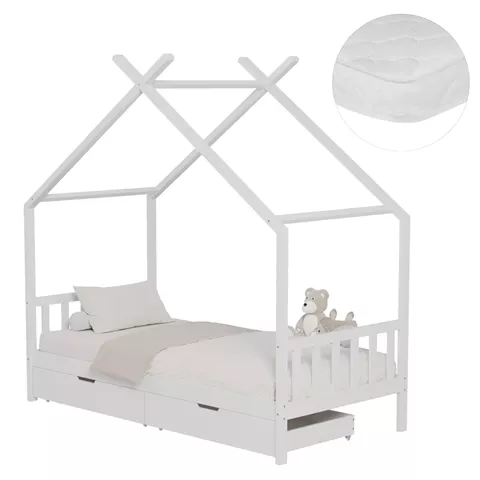 ΚΡΕΒΑΤΙ ΠΑΙΔΙΚΟ ΜΕ ΣΤΡΩΜΑ KLARICE HM21305.01 ΞΥΛΟ ΠΕΥΚΟΥ ΣΕ ΛΕΥΚΟ--ΣΤΡΩΜΑ 90x190εκ