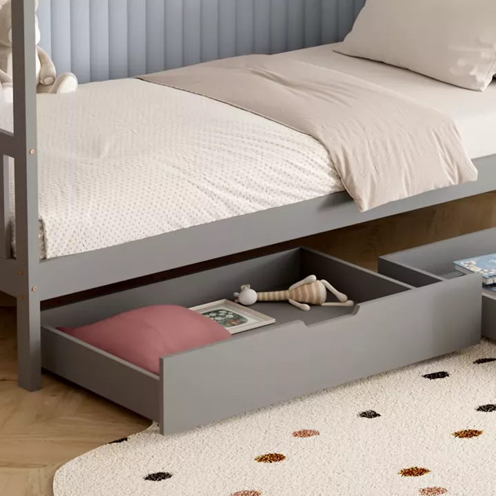 BED WITH MATTRESS KLARICE HM21305.02 PINE WOOD IN GREY COLOR--MATTRESS 90x190cm