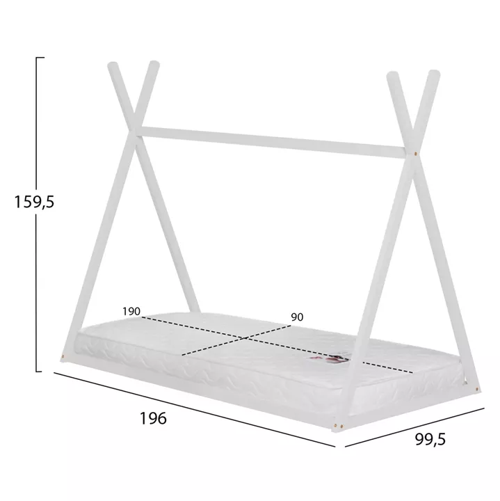 ΚΡΕΒΑΤΙ ΠΑΙΔΙΚΟ ΜΕ ΣΤΡΩΜΑ MUNK HM21306.01 ΞΥΛΟ ΠΕΥΚΟΥ ΣΕ ΛΕΥΚΟ--ΣΤΡΩΜΑ 90x190εκ