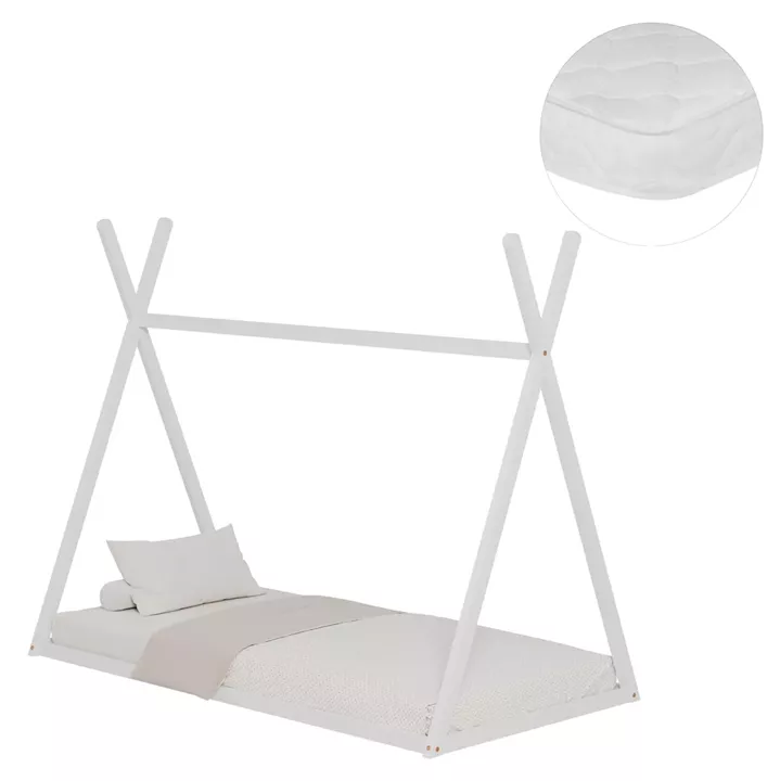 ΚΡΕΒΑΤΙ ΠΑΙΔΙΚΟ ΜΕ ΣΤΡΩΜΑ MUNK HM21306.01 ΞΥΛΟ ΠΕΥΚΟΥ ΣΕ ΛΕΥΚΟ--ΣΤΡΩΜΑ 90x190εκ