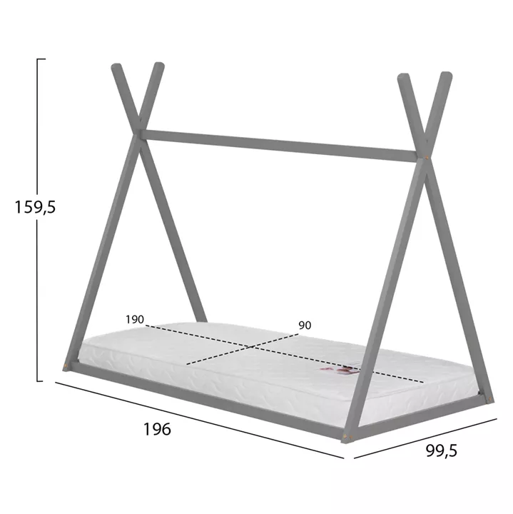 ΚΡΕΒΑΤΙ ΠΑΙΔΙΚΟ ΜΕ ΣΤΡΩΜΑ MUNK HM21306.02 ΞΥΛΟ ΠΕΥΚΟΥ ΣΕ ΓΚΡΙ--ΣΤΡΩΜΑ 90x190εκ