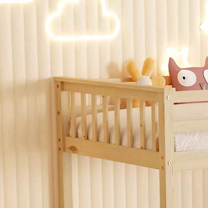 BUNK BED WITH 2 MATTRESSES LANTAI HM21307 PINE WOOD IN NATURAL COLOR--FOR MATTRESSES 90x190cm