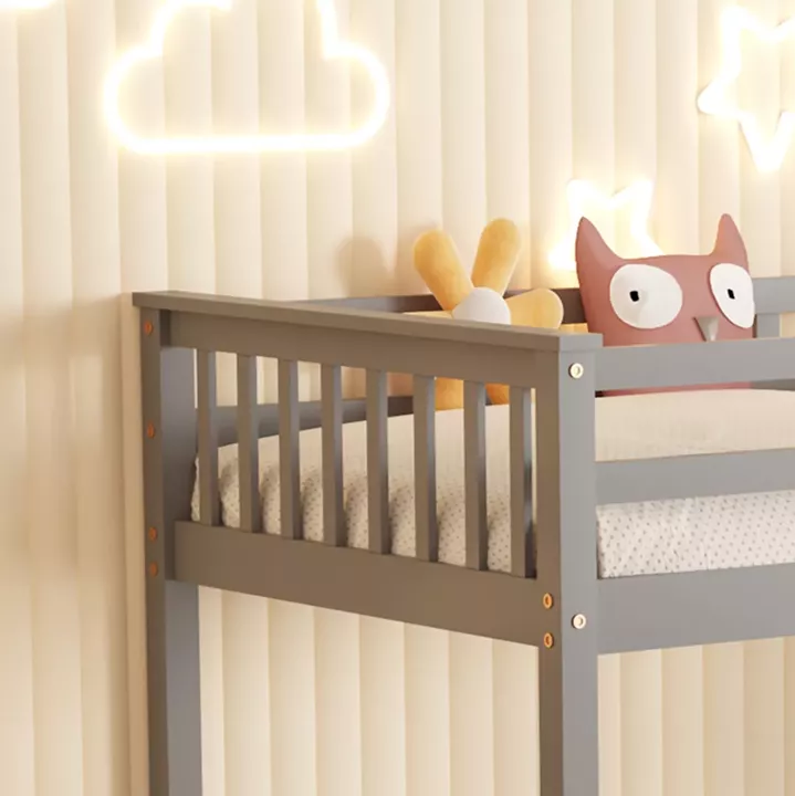 ΚΟΥΚΕΤΑ ΠΑΙΔΙΚΗ ΜΕ 2 ΣΤΡΩΜΑΤΑ LANTAI HM21307.02 ΞΥΛΟ ΠΕΥΚΟΥ ΓΚΡΙ--ΣΤΡΩΜΑΤΑ 90x190εκ