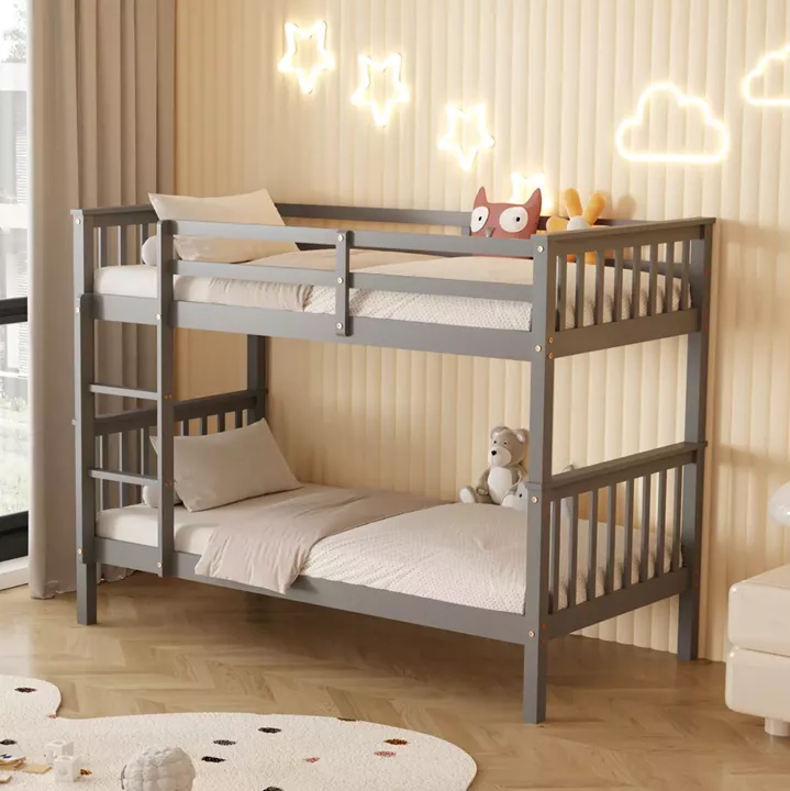 ΚΟΥΚΕΤΑ ΠΑΙΔΙΚΗ ΜΕ 2 ΣΤΡΩΜΑΤΑ LANTAI HM21307.02 ΞΥΛΟ ΠΕΥΚΟΥ ΓΚΡΙ--ΣΤΡΩΜΑΤΑ 90x190εκ