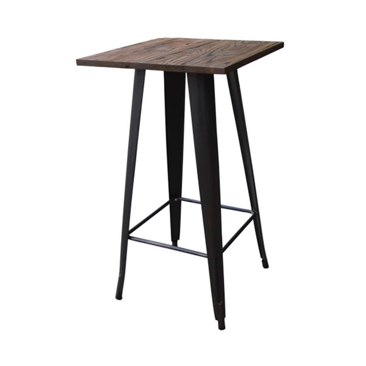 RELIX Wood Τραπέζι Bar-Pro, Μέταλλο Βαφή Antique Black, Απόχρωση Ξύλου Dark Oak