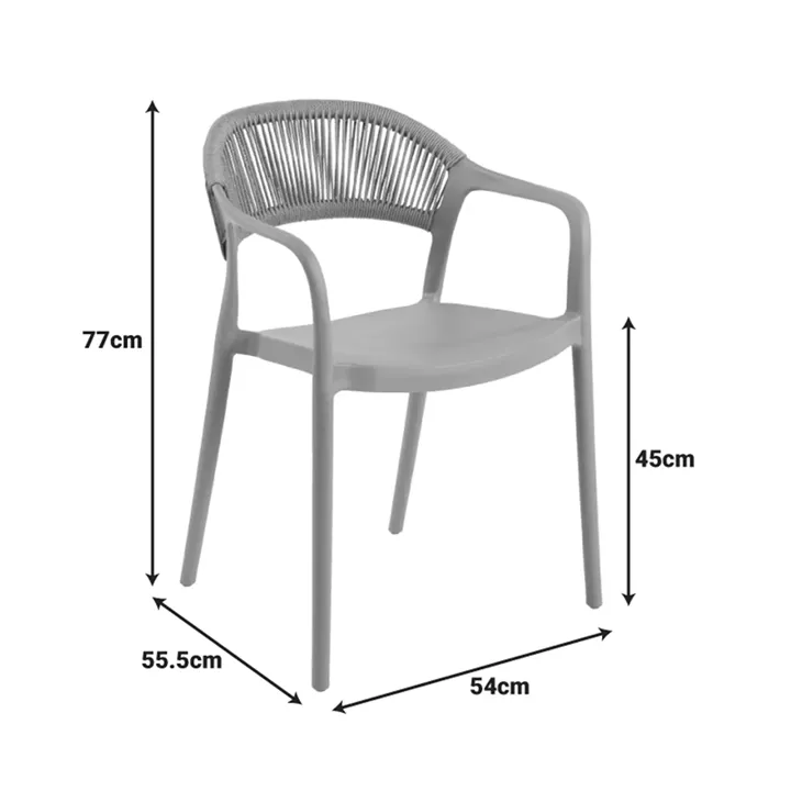 Ankara pakoworld stackable armchair pp in black color and natural color pe rattan 54x55.5x77cm