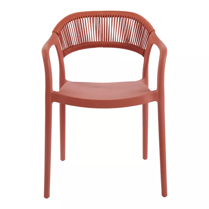 Ankara pakoworld stackable armchair pp in terracotta color pe rattan 54x55.5x77cm