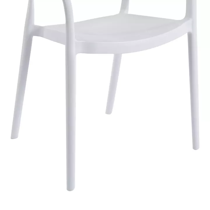 Ankara pakoworld stackable armchair pp in white color and natural color pe rattan 54x55.5x77cm