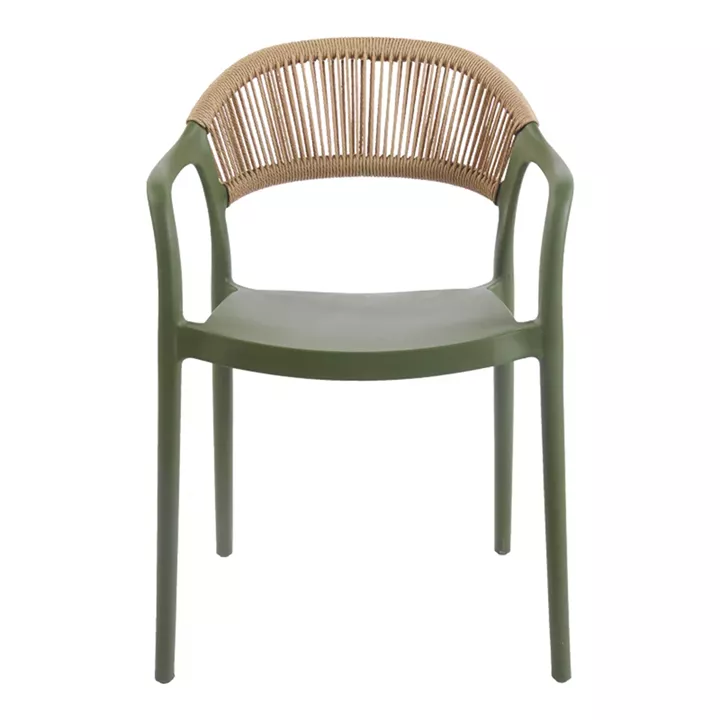 Πολυθρόνα Ankara pakoworld στοιβαζόμενη pp-pe rattan σε λαδί-φυσική απόχρωση 54x55.5x77εκ