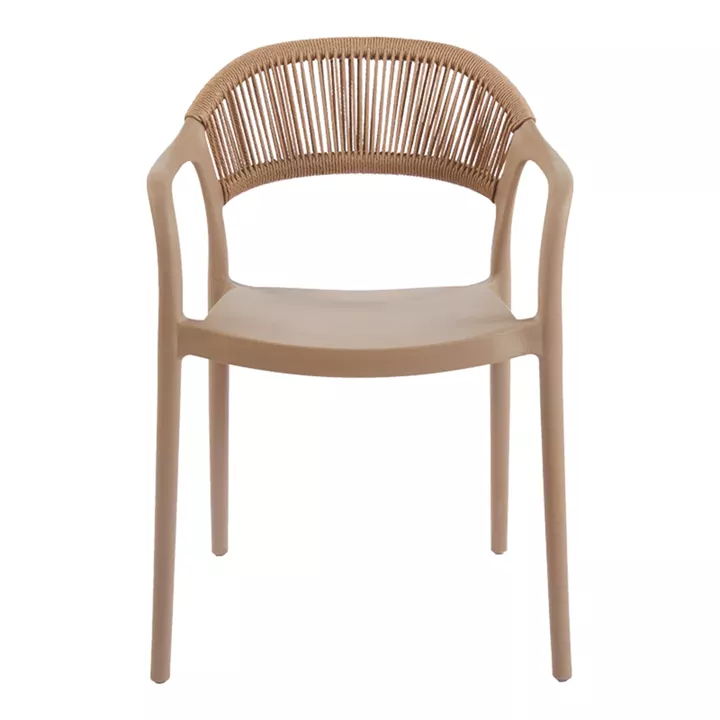 Ankara pakoworld stackable armchair pp in mocha color and natural color pe rattan 54x55.5x77cm