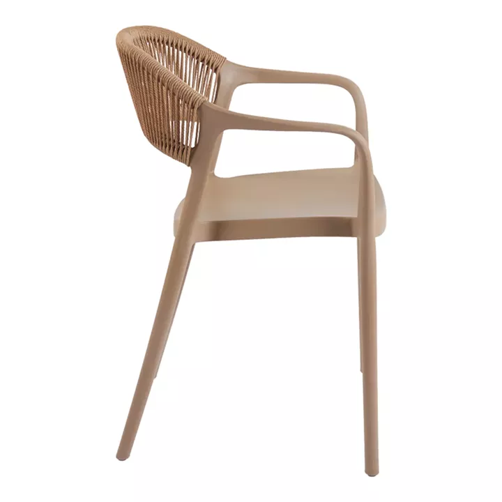 Ankara pakoworld stackable armchair pp in mocha color and natural color pe rattan 54x55.5x77cm