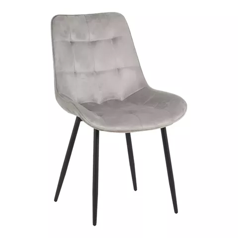 Berne chair pakoworld velvet in grey shade 53x62x84cm