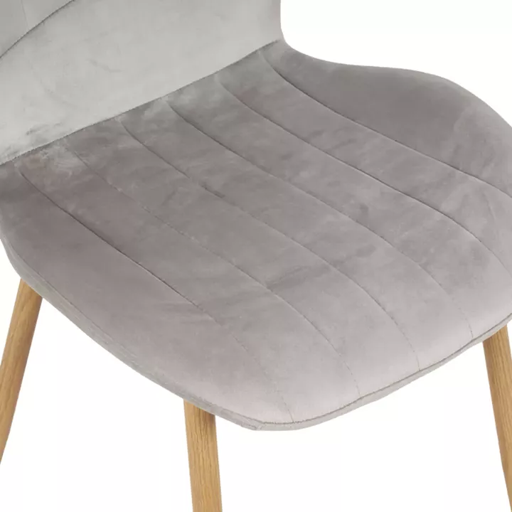 Jelour pakoworld velvet chair in grey shade-natural metal legs 46.5x60x84cm