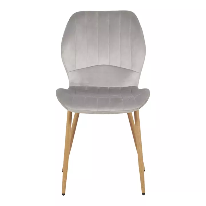 Jelour pakoworld velvet chair in grey shade-natural metal legs 46.5x60x84cm