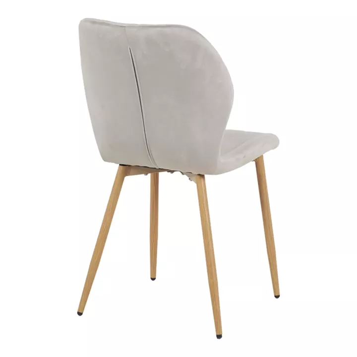 Jelour pakoworld velvet chair in grey shade-natural metal legs 46.5x60x84cm