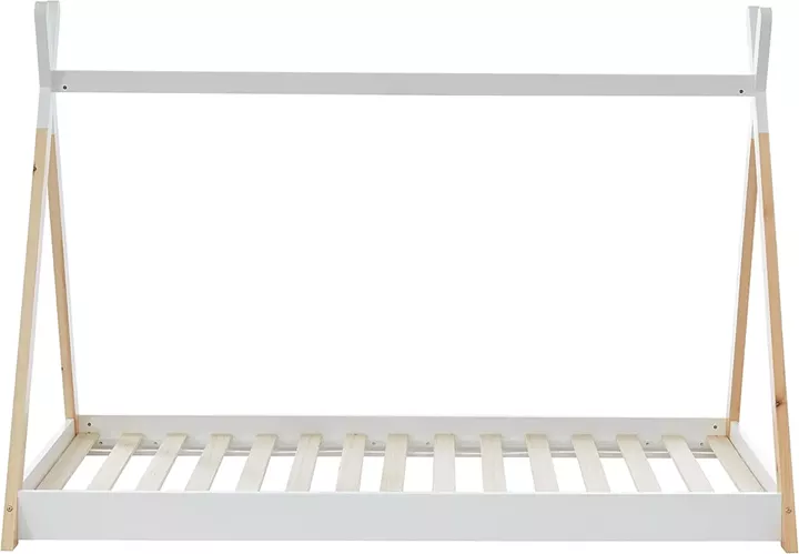 BED WITH MATTRESS MUNK HM21308 PINE WOOD IN NATURAL & WHITE--MATTRESS 90x190cm