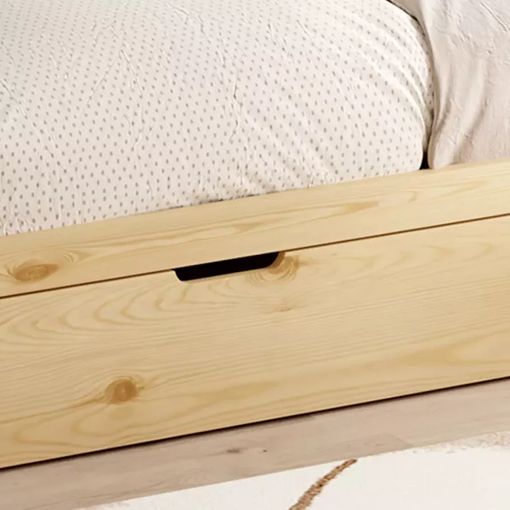 BED WITH MATTRESS GOALIE HM21309 PINE WOOD IN NATURAL-WHITE-BLACK--MATTRESS 90x190cm