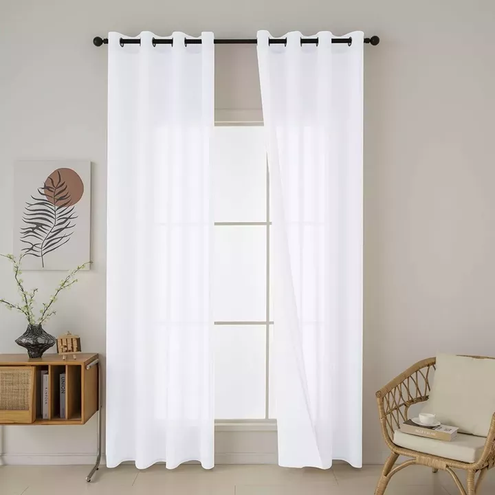 Beauty Home Κουρτίνα γάζα μονόχρωμη με 8 μεταλλικούς κρίκους Fit Art 8447 140x270 Λευκό