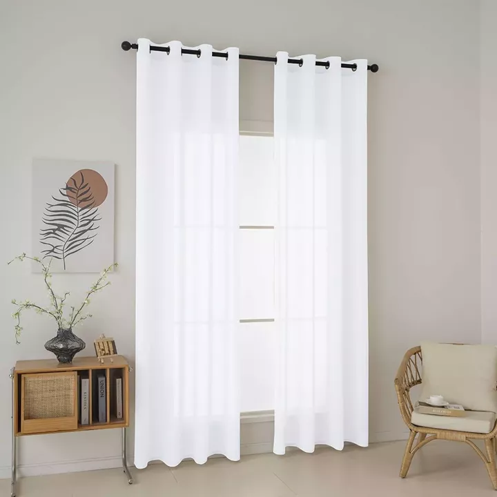 Beauty Home Κουρτίνα γάζα μονόχρωμη με 8 μεταλλικούς κρίκους Fit Art 8447 140x270 Λευκό