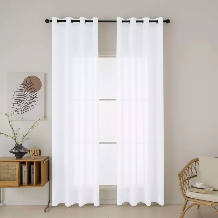 Beauty Home Κουρτίνα γάζα μονόχρωμη με 8 μεταλλικούς κρίκους Fit Art 8447 140x270 Λευκό