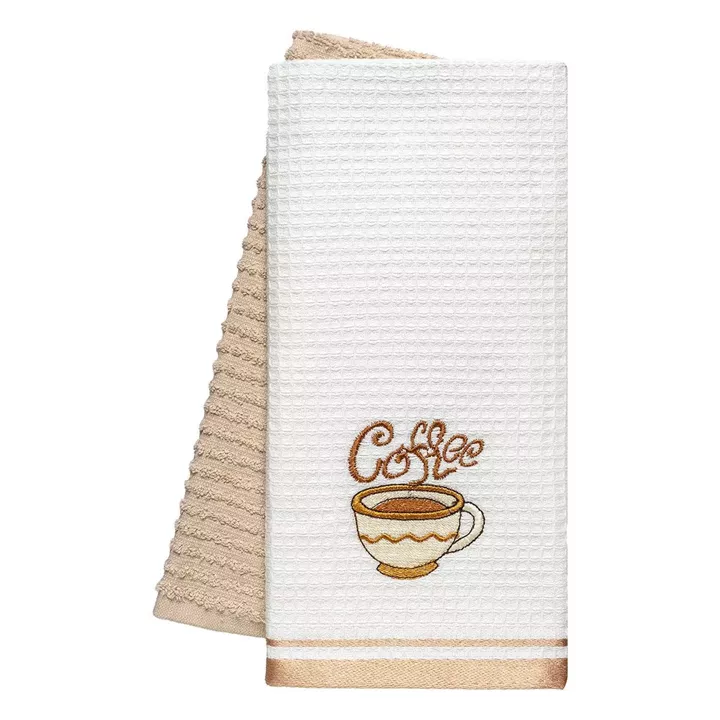 Beauty Home Ποτηρόπανα σετ 2τμχ Coffe Art 8810 40x60 Μπεζ