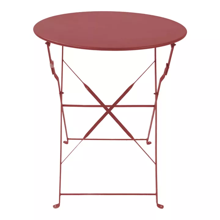 Bistro table pakoworld metal folding in terracotta color D60x71cm
