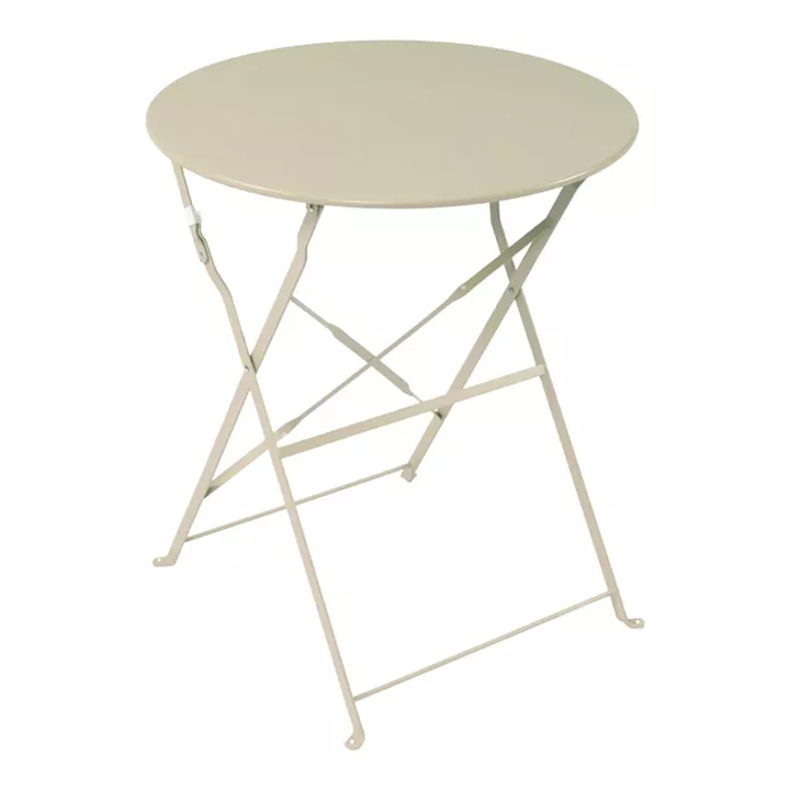 Bistro table pakoworld metal folding in beige color D60x71cm