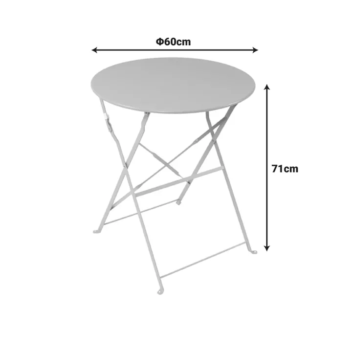 Bistro table pakoworld metal folding in anthracite color D60x71cm