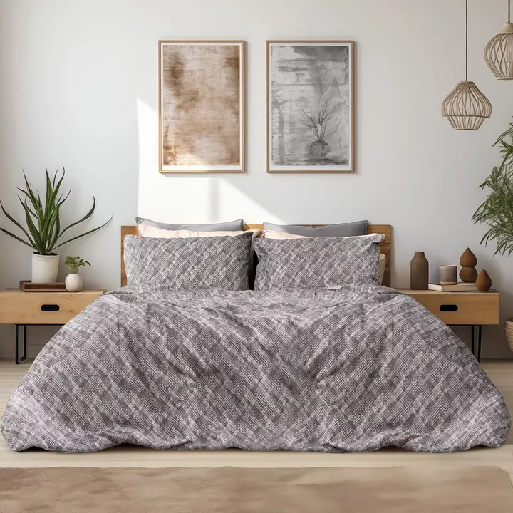 Beauty Home Σετ σεντόνια φανελένια υπέρδιπλα Leonardo Art 12333 240x260 Γκρι