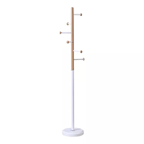 Coat rack Serea pakoworld metal in white-natural color D30x175cm