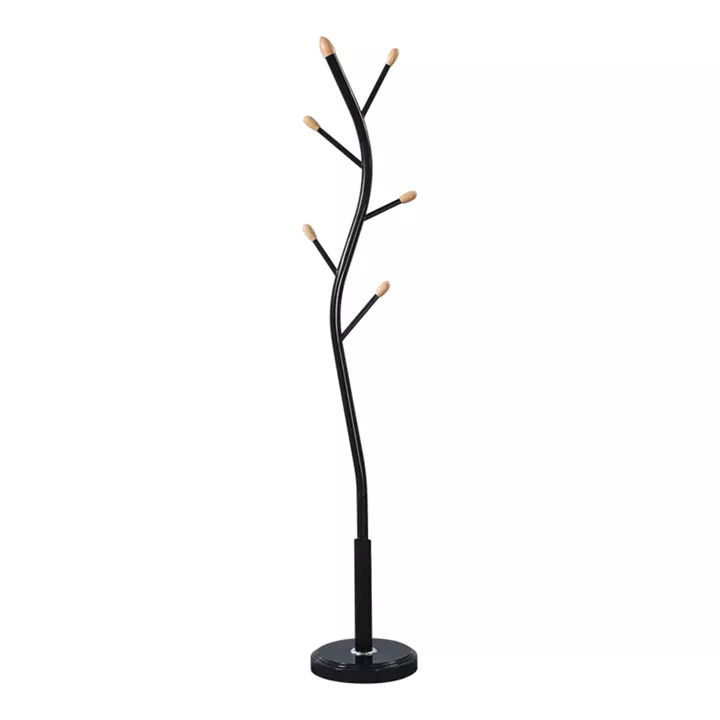 Coat rack Portu pakoworld metal in black-natural color D30x170cm