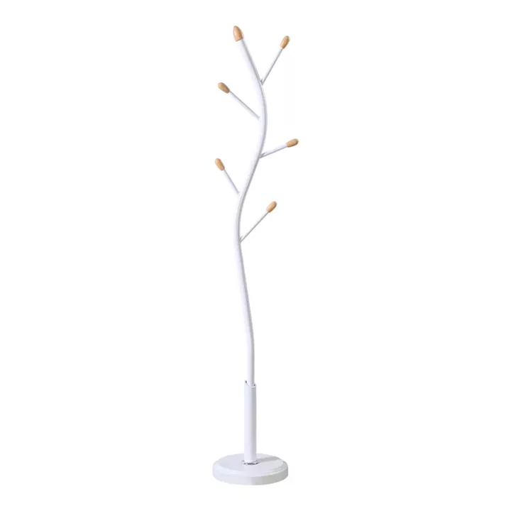 Coat rack Portu pakoworld metal in white-natural color D30x170cm
