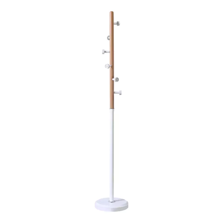 Coat rack Sinem pakoworld metal in white-natural color D30x175cm