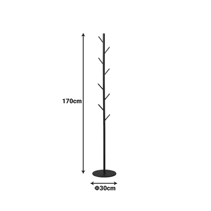 Coat rack Tebera pakoworld metal in black color D30x170cm