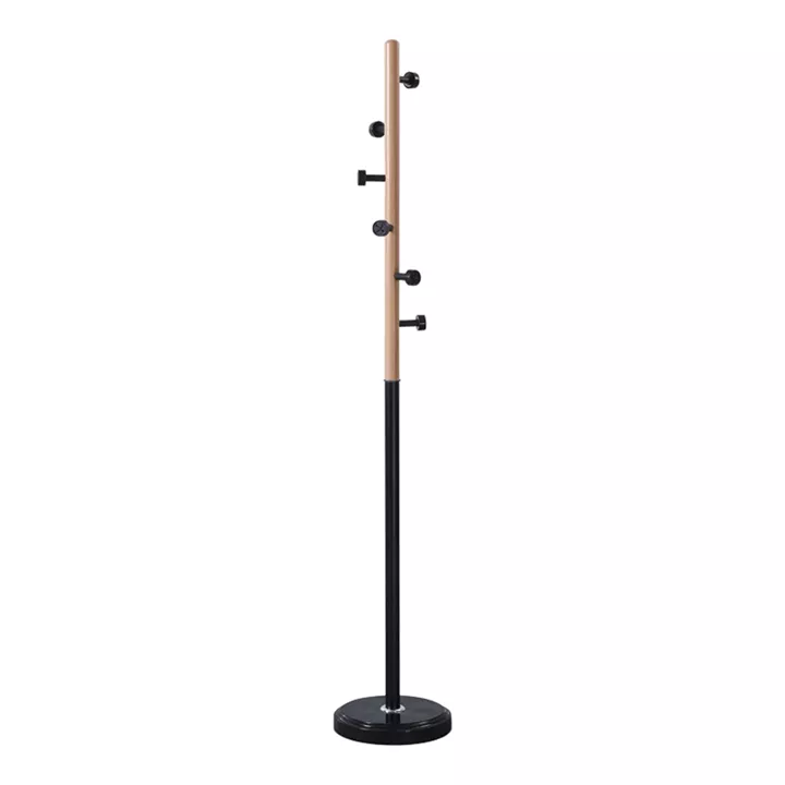 Coat rack Sinem pakoworld metal in black-natural color D30x175cm