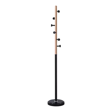Coat rack Sinem pakoworld metal in black-natural color D30x175cm