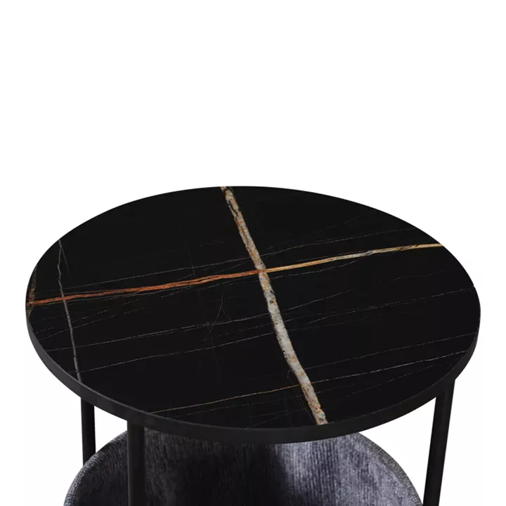 Side table Fredami pakoworld in black marble look D40x50cm