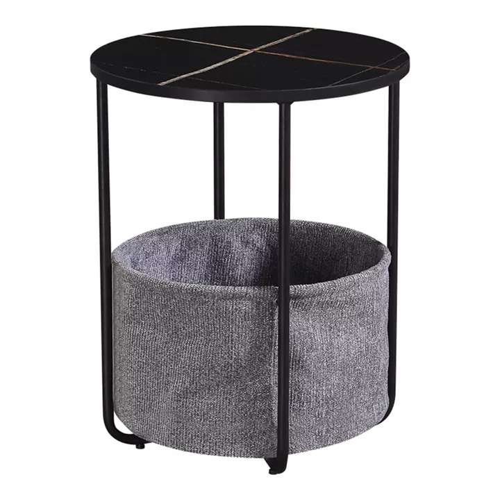 Side table Fredami pakoworld in black marble look D40x50cm