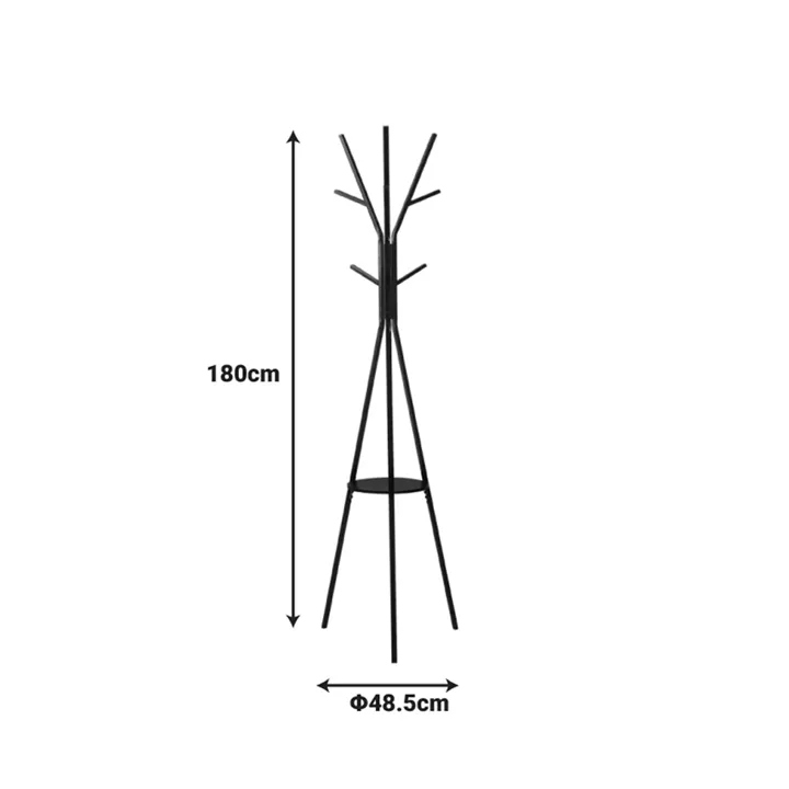 Coat rack Denner pakoworld metal in black color 48.5x48.5x180cm