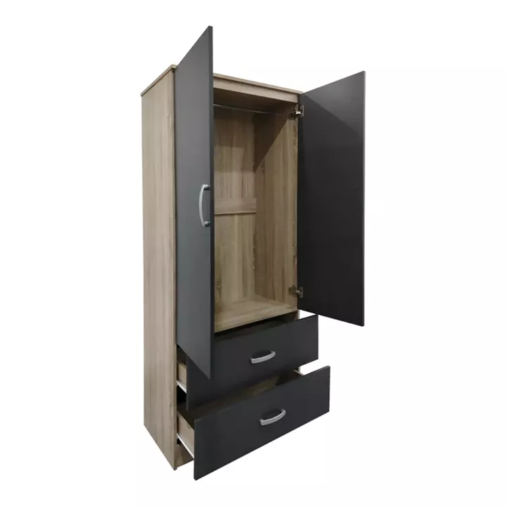 Two-door wardrobe with 2 drawers Lego pakoworld in sonoma-dark grey color 80x42x180cm