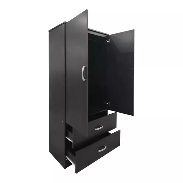 Ντουλάπα δίφυλλη με 2 συρτάρια Lego pakoworld σε wenge απόχρωση 80x42x180εκ