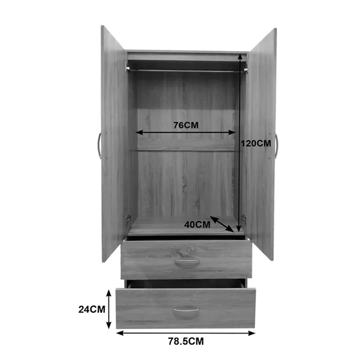 Two-door wardrobe with 2 drawers Lego pakoworld in sonoma color 80x42x180cm