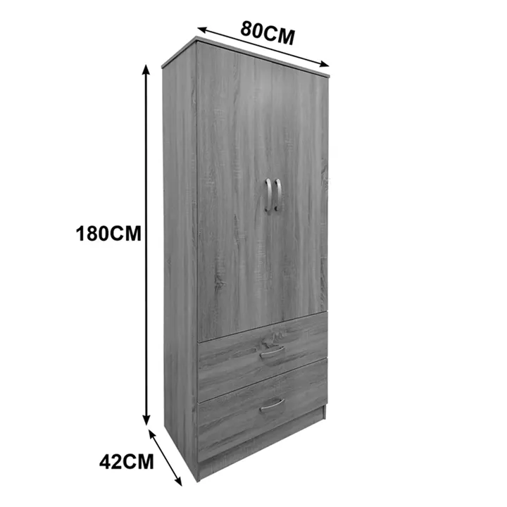 Two-door wardrobe with 2 drawers Lego pakoworld in sonoma color 80x42x180cm