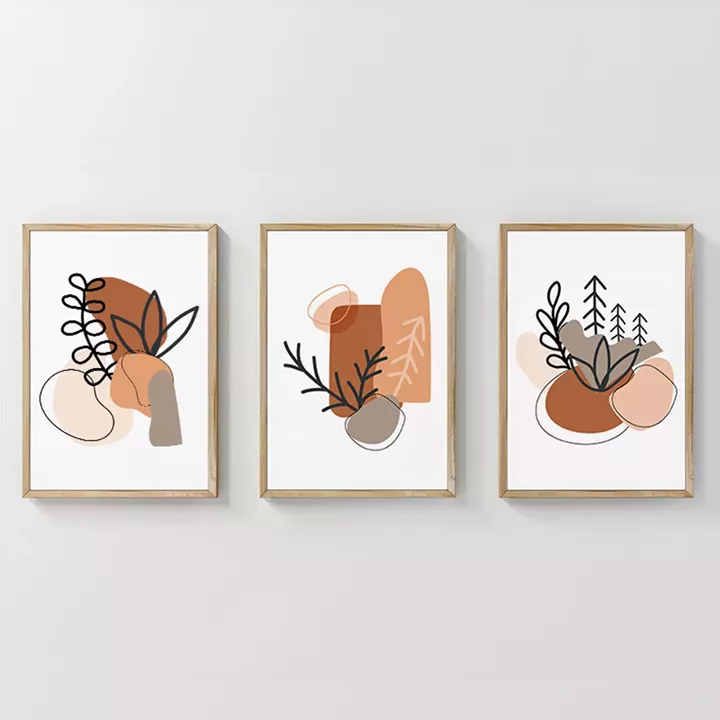 Wall art in frame Vynor pakoworld triptyque with digital print 33x1.5x48cm