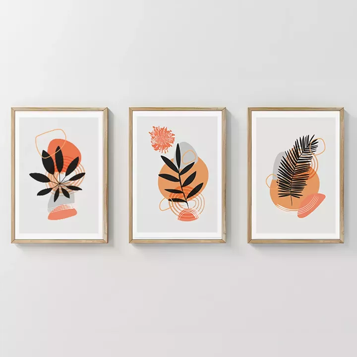 Wall art in frame Virel pakoworld triptyque with digital print 33x1.5x48cm
